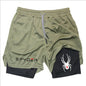 Y2K Performance Shorts Men Spider Printed GYM Casual Sports Compression Shorts Workout Running Mesh 2 In 1 Sport Short Pants