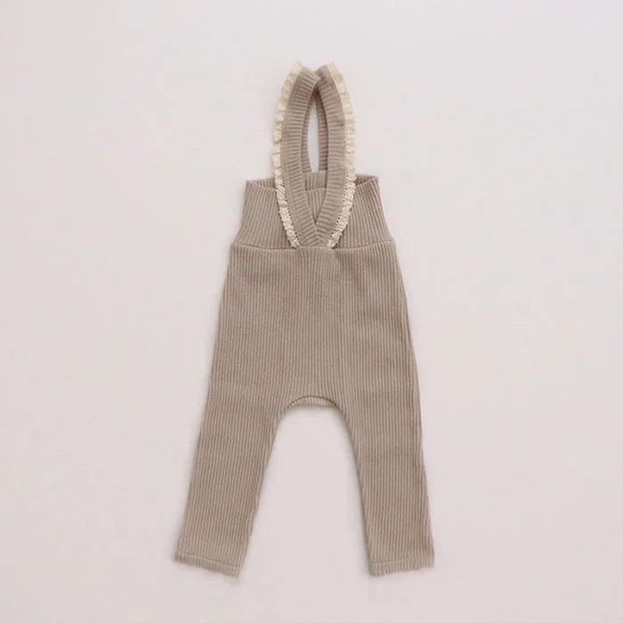 Korean Style Baby Girls Lace Suspenders Toddler Baby Girl Jumpsuits Overall Autumn Spring Newborn Baby Elastic Suspender Pants