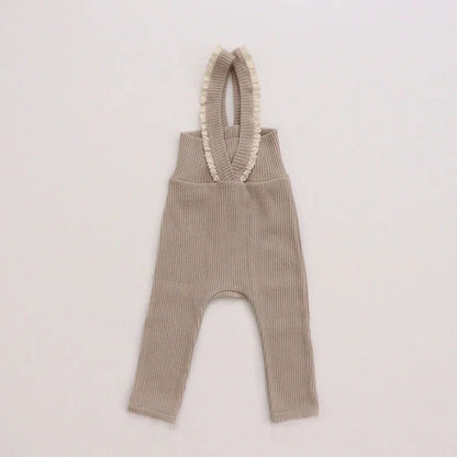 Korean Style Baby Girls Lace Suspenders Toddler Baby Girl Jumpsuits Overall Autumn Spring Newborn Baby Elastic Suspender Pants
