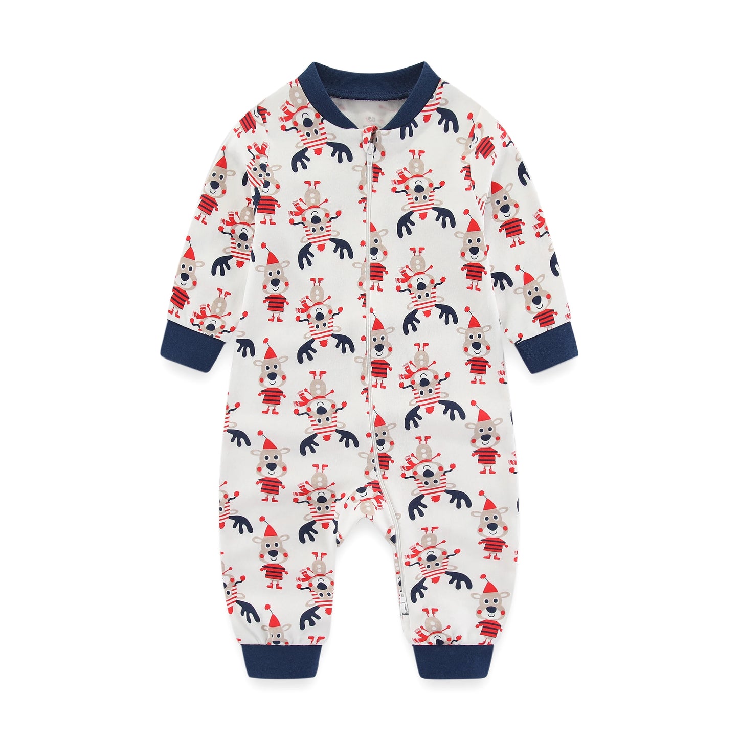 Newborn Baby 2-way Zipper Romper Cotton One-piece suit 0-24 Months Long Sleeve Newborn Baby Pajamas Comfortable Breathable