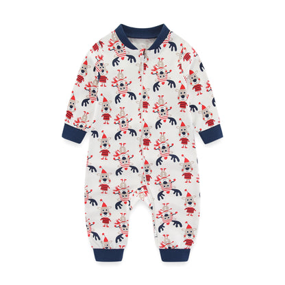 Newborn Baby 2-way Zipper Romper Cotton One-piece suit 0-24 Months Long Sleeve Newborn Baby Pajamas Comfortable Breathable
