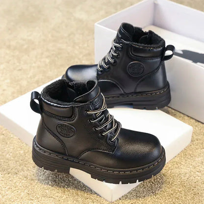 Classic Children Biker Boots Kids Tooling Boot Winter Child Plus Velvet Warm Snow Boot Anti-slip Wear-resistant Girls Boys Shoes