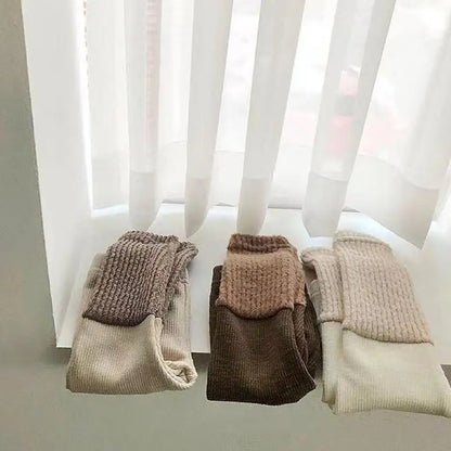 Baby Unisex Winter Plush Leggings Kids Casual Skinny Pants Simple Striped New Render Pants Ribbed Warm Soft Elasticity Trousers