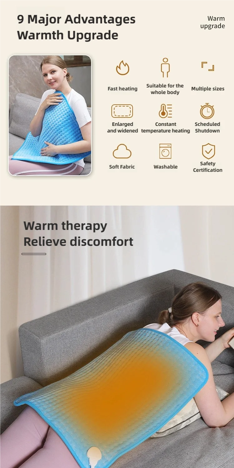 Electric Blanket with 10-Level Constant Temperature and Timer Function Heated Blanket for Legs/Abdomen/Hands/Full-Body Warmth