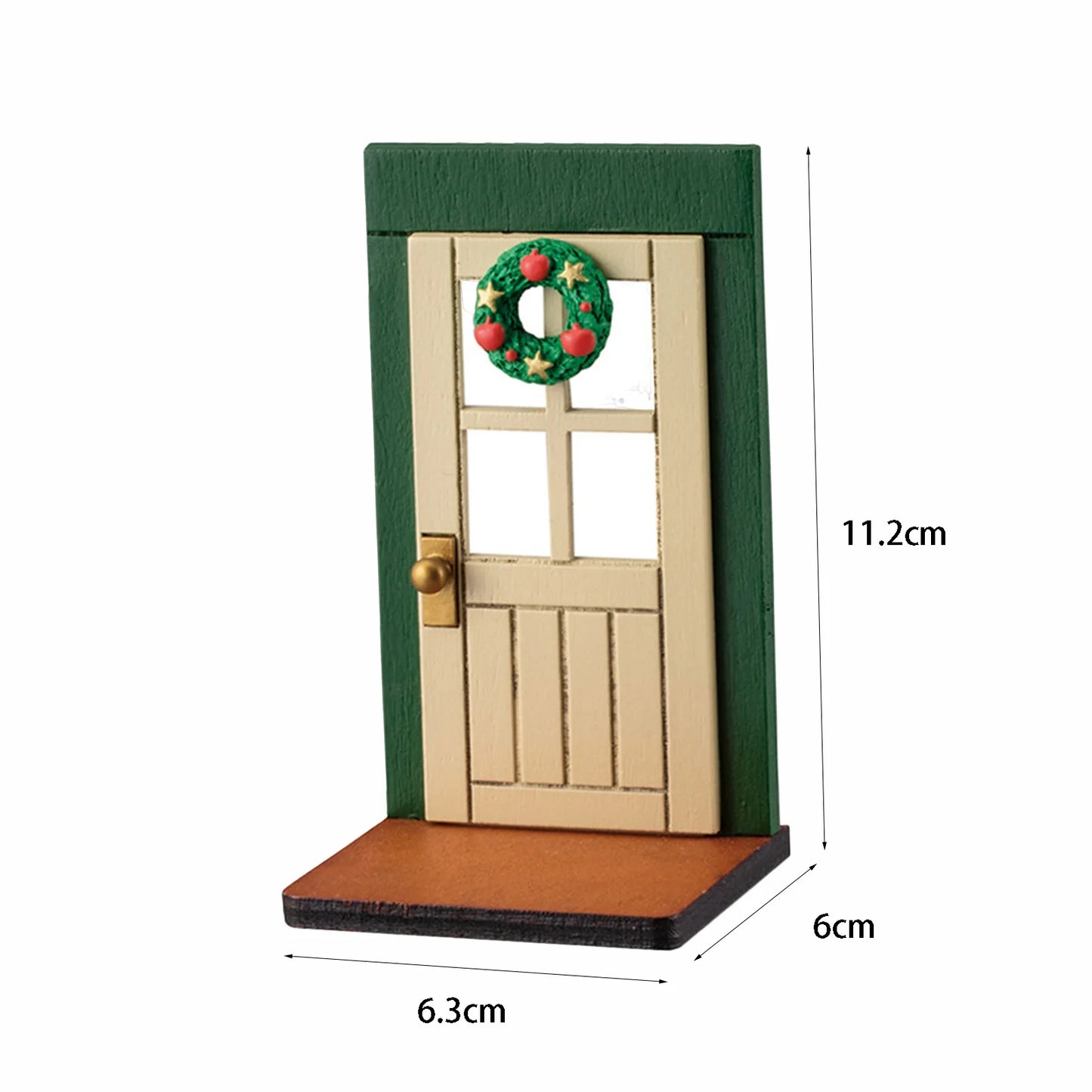 Christmas Wood Door Shape Ornaments Durable Creative Home Decorative Toy Wooden Handicrafts For Table Bookshelf Fireplace Decor