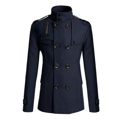 Fabulous  Winter Jacket Woolen Streetwear Men Jacket Button Decoration Warm Men Coat for Daily Wear