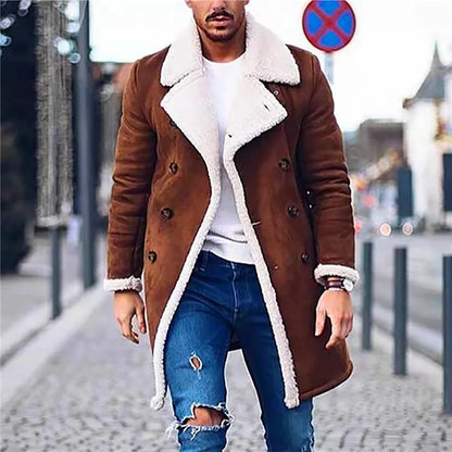 2025 Men's Woolen Coat Middle-aged Double Collar Autumn And Winter Warm Fashion Slim-fitting Woolen Men's Coat Pocket