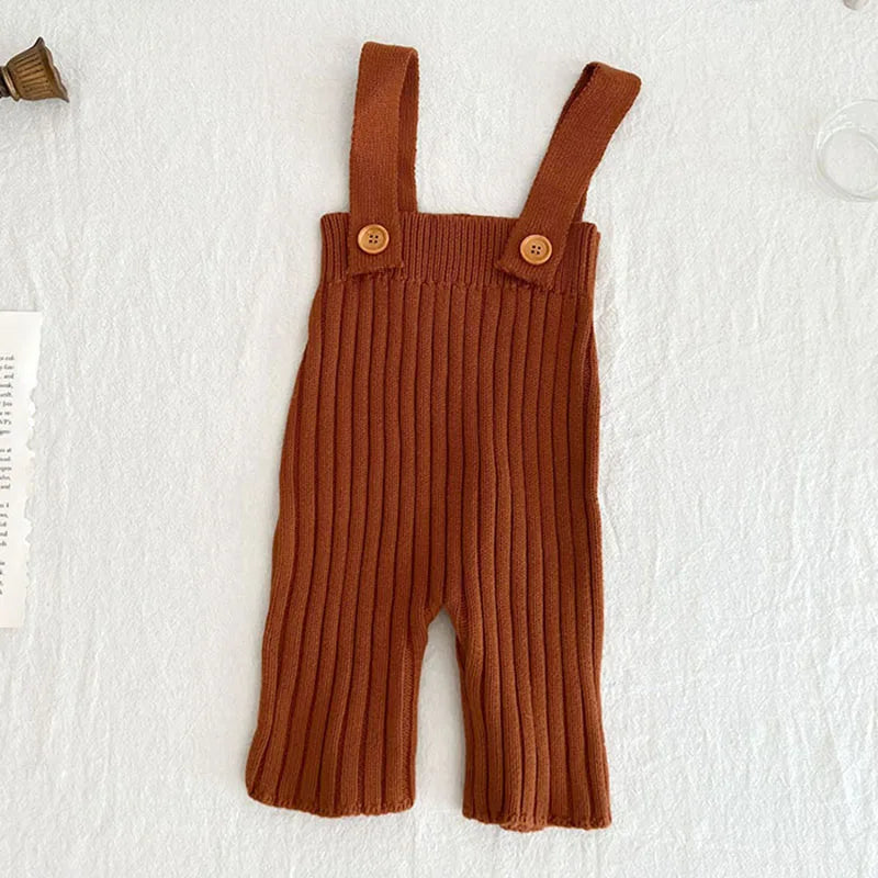 MILANCEL Baby Overalls Kids Knitted Solid Pants Versatile High Waist Pants