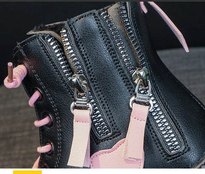 Girls Ankle Boots 2025 New Autumn and Winter Fashion Double Zip Beautiful Princess Non-slip Performance Boots for Catwalk Casual