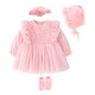 New Born Baby Girl Dress Clothes Christening Dress Classic Infant Baptism Wedding Tulle Dress for Spring Summer 0 3 6 Months
