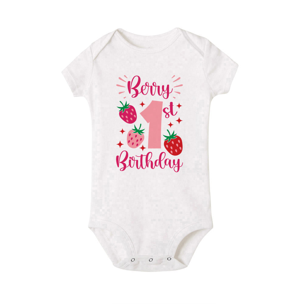 My 1st Birthday Print Baby Romper Infant Bodysuit Newborn Short Princess Sleeve Jumpsuit Baby Girl Birthday Party Outfit Clothes