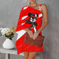 Disney Diagonal Collar One-Shoulder Party Dresses Minnie Mouse Dress Mickey Elegant Dresses for Women Evening Luxury Sexy Collar