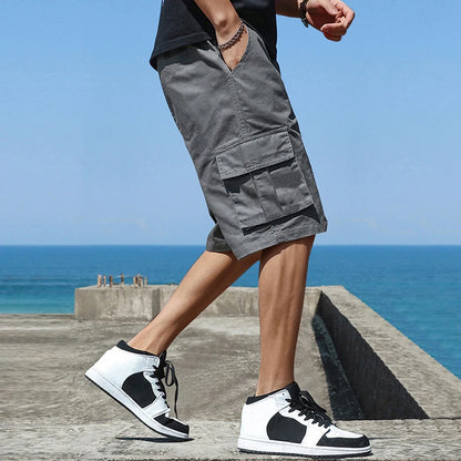 2025 New Summer Men Trend Cargo Shorts Men's Letter Print Pocket Shorts Fashion Casual Straight Shorts Male Ropa Hombre
