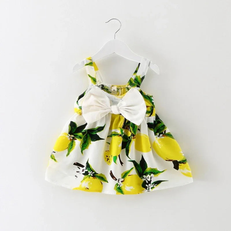 2025 Summer Baby Girl Dress Lemon Print Newborn Infant Dresses Christening Gowns Princess Birthday Dress for Baby Girl