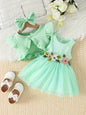 Newborn 2025 Baby Girls Dress Summer Waist Flower Vest Sleeveless Short Top Sweet Girl Lace Mesh Dress