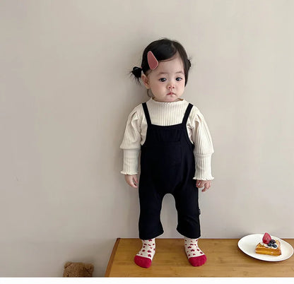 2025 Spring New Baby Girl Sleeveless Romper Cotton Infant Toddler Solid Casual Overalls Girls Trousers Children Strap Jumpsuit