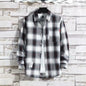 Spring New Korean Style Plaid Shirts Men's Handsome Long-sleeved Loose Casual All-matching Shirt Coats 2025 Trend Men's Clothing