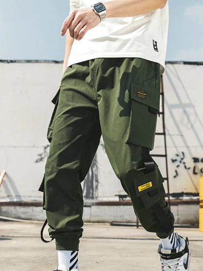 New Hip Hop Joggers Cargo Pants Men Harem Pants Multi-Pocket Ribbons Man Sweatpants Streetwear Casual Men's Pants