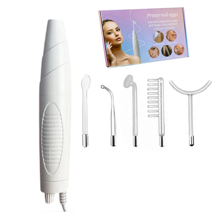 Beauty 5 in 1 High Frequency Electrode Wand Electrotherapy Glass Tube Home Spa Beauty Device Facial Therapy Wand