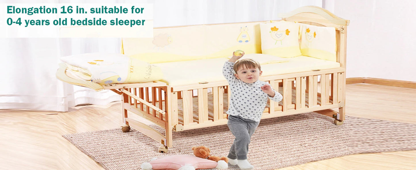 Mini Baby Crib 4 in 1 Convertible with Memory Foam Mattress(38"by 24") Included, Cunas para Babes 2024 Natural Wood Portable Crib