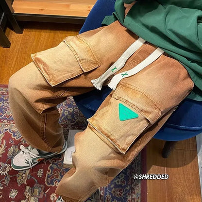 Men's Jeans European and American Pocket Straight Loose Large Size Men and Women Jeans Trendy Ins Hot Sale Skateboard Jeans