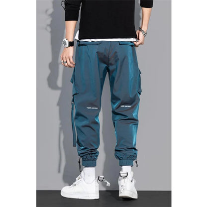 Thin Streetwear Casual Pants Men Ribbons Harem Jogging Pants Male Slim Fit Spring Cargo Pants Multi-Pockets Women Trouser