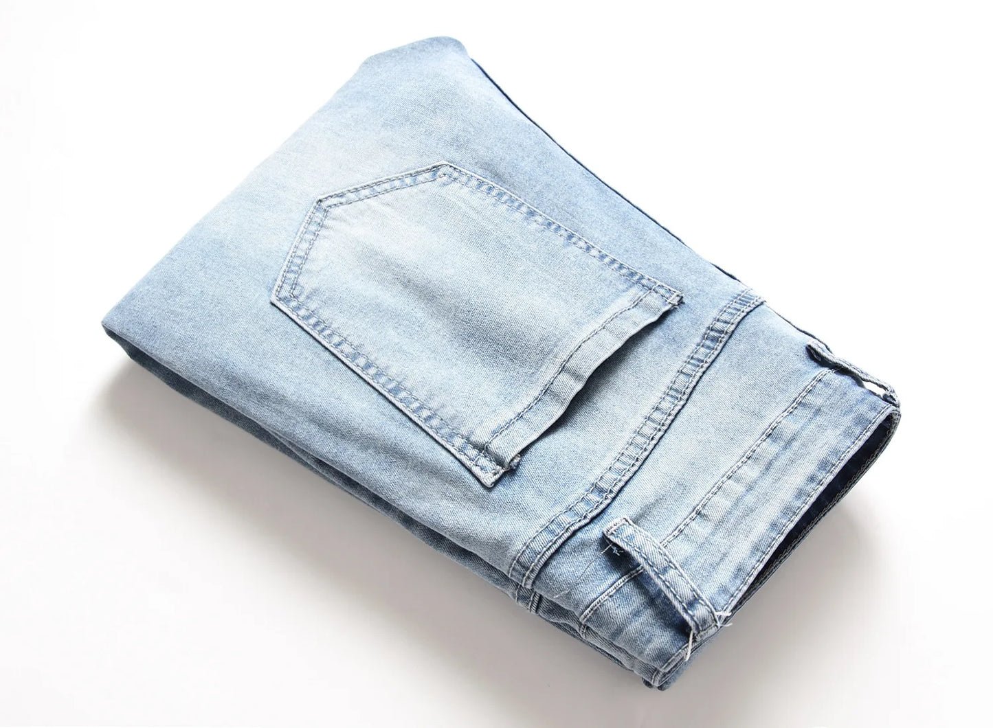 Punk Street Style Ripped Skinny Jeans Men Vintage Wash Solid Denim Trouser Men's Casual Slim Fit Pencil Denim Holes Pants 2025