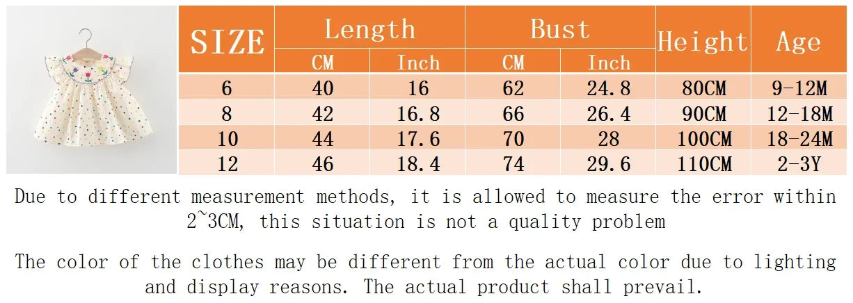 Cotton Baby Dress Flower Embroidery Comfortable Baby Dress Colorful Polka Dot Printed Dress