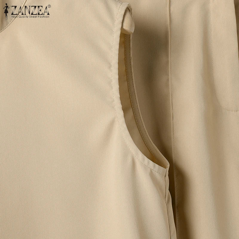 Elegant Chic Women 2-Pieces Sets ZANZEA Woman 2025 Trouser Suits Fashion 2pcs Outfits Tank Top and Wide Leg Pant Suits Oversize