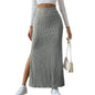 Solid Bodycon Ruched Knitted Long Skirt Women Sexy Black Elastic Elegant High Waist Mermaid Sheath Maxi Skirts Summer Streetwear