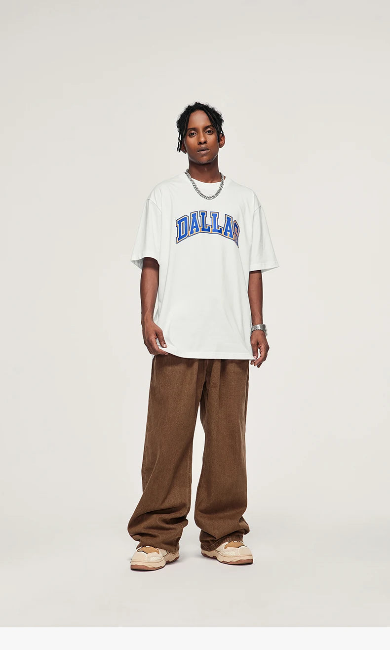 INFLATION Brown Retro Washed Denim Pants Unisex Classic Straight Leg Jeans Male Trouser Plus Size