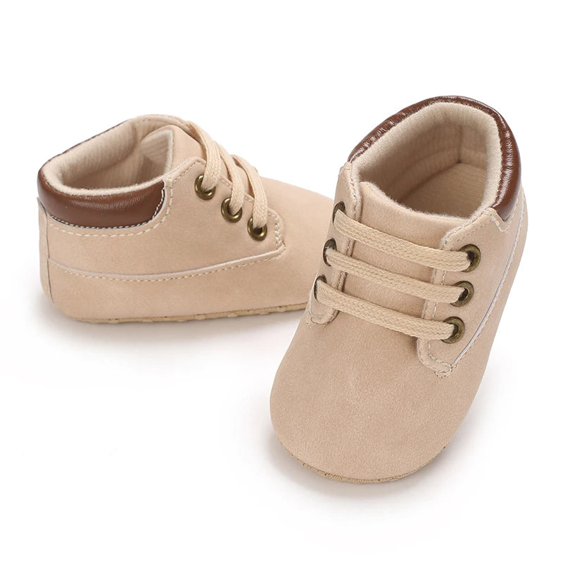 Fashionable 0-18M Boys and Girls' Shoes Classic Solid Color Leather Bottom Anti slip Preschool First Step Casual Sports Shoes