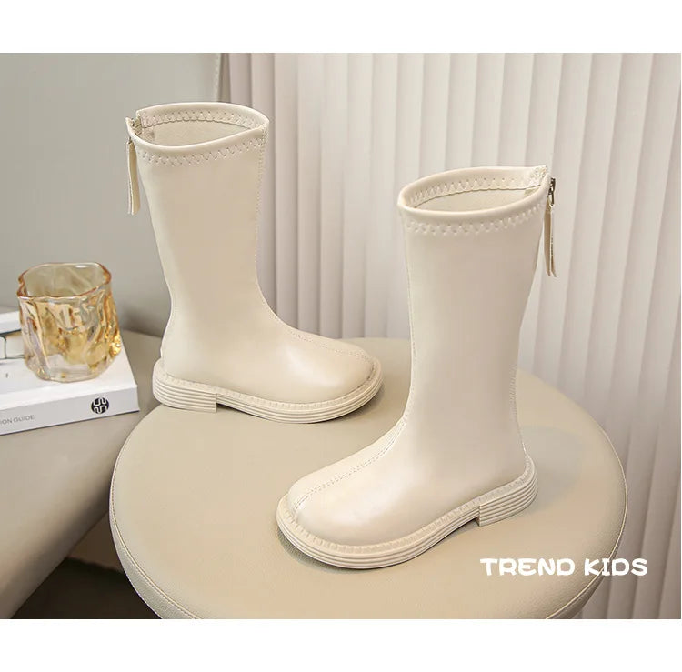 New Design Children Boots Girls Leather Shoes White Luxury Casual Sports Shoes Autumn Lightweight Girls Ankle Boots