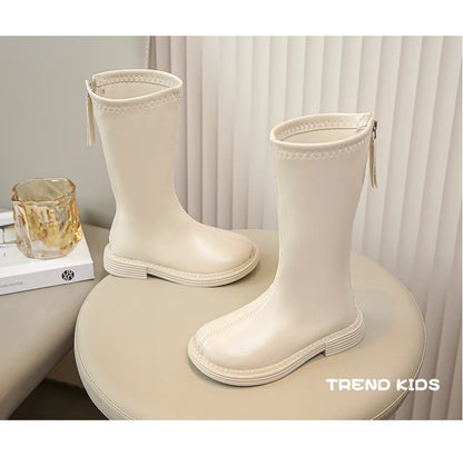 New Design Children Boots Girls Leather Shoes White Luxury Casual Sports Shoes Autumn Lightweight Girls Ankle Boots