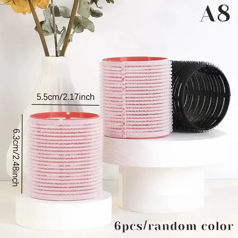 6pcs Hair Rollers Heatless Hair Curlers No Heat Hair Bangs Volume Self-adhesive Hook Curlers DIY Styling Tools & Accessories
