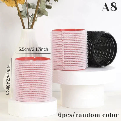 6pcs Hair Rollers Heatless Hair Curlers No Heat Hair Bangs Volume Self-adhesive Hook Curlers DIY Styling Tools & Accessories