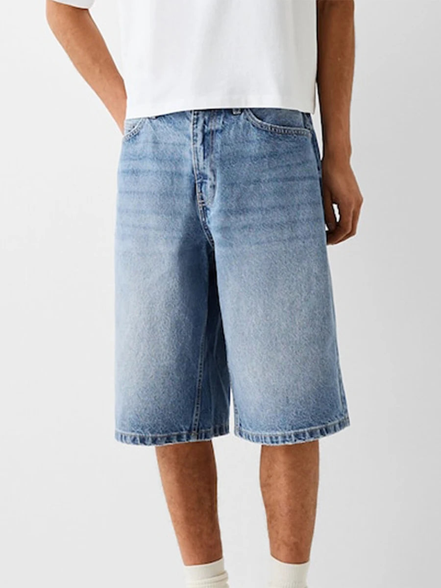 Men Denim Shorts Zipper Button Closure Summer Casual Shorts with Pockets Male Trendy Fashion Short Jeans for Streetwear Y2K 00s