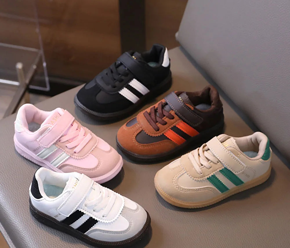 PU Leather Sport Shoes For Children Soft-soled Waterproof Girl's Sneakers Ergonomics Anti-slippery Toddler Shoes For Kids