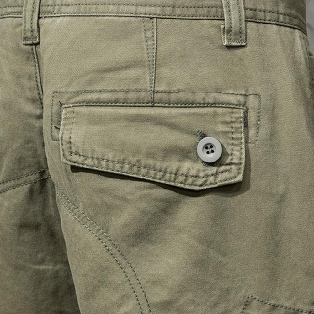 Multi Pockets Button Flying Summer Shorts Mid Rise Solid Color Straight Cargo Shorts Streetwear