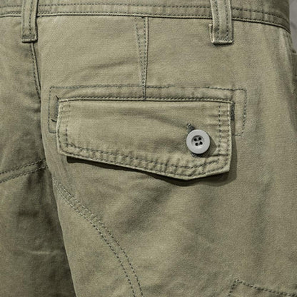 Multi Pockets Button Flying Summer Shorts Mid Rise Solid Color Straight Cargo Shorts Streetwear