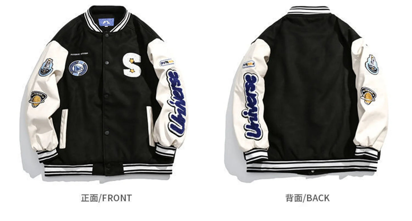 American Harajuku Blue Student Baseball Men's Coat Bomber Jacket fashion Spring Autumn Trend Hip Hop College Loose Casual Coat