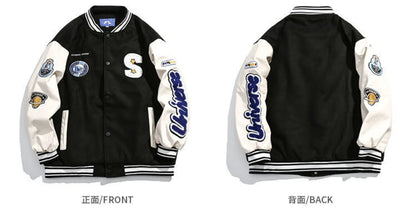 American Harajuku Blue Student Baseball Men's Coat Bomber Jacket fashion Spring Autumn Trend Hip Hop College Loose Casual Coat