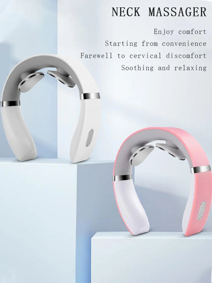 New Smart Neck Shoulder Muscle Massager Electric Heat Relaxation You Body Anytime USB Charging White