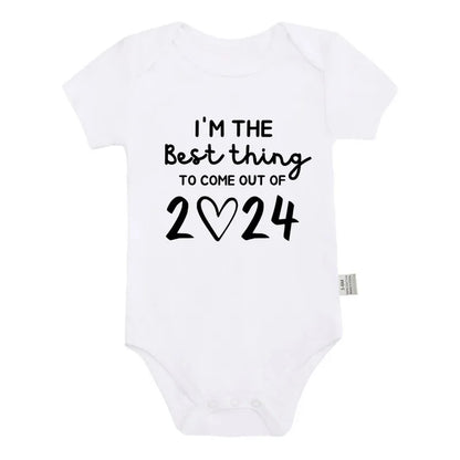 I'm the Best Thing 2024 Newborn Baby Clothes White Cotton Summer Bodysuits for Infants Short Sleeve Boys Girls Romper