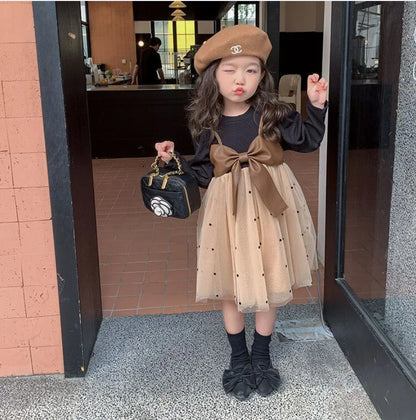 Children's clothing Baby girl Delicate Big Bow Birthday Party Dress Suitable fit 1-3 Year Baby Spring and autumn Fashion Dress