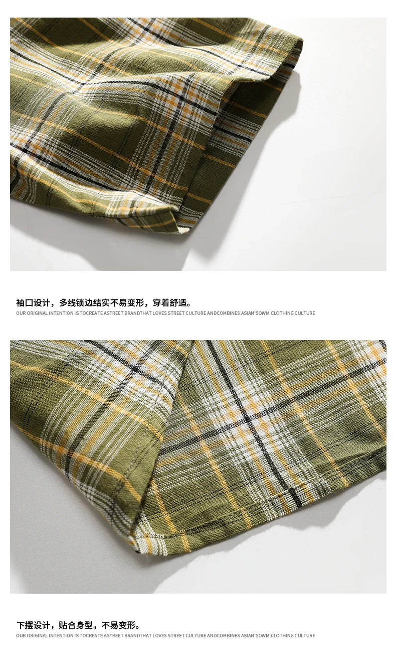 Korean Y2k Streetwear Plaid Shirt Men Shirts 2025 New Summer Fashion Chemise Homme Men's Checkered Shirts Short Sleeve Men Blouse