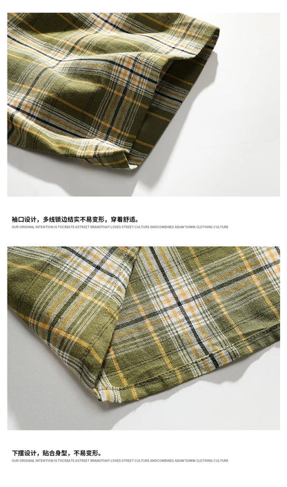Korean Y2k Streetwear Plaid Shirt Men Shirts 2025 New Summer Fashion Chemise Homme Men's Checkered Shirts Short Sleeve Men Blouse
