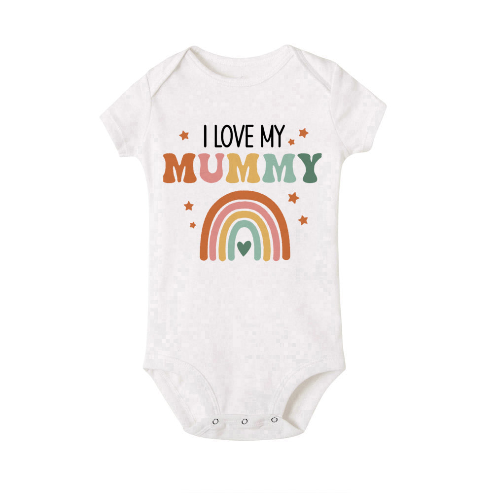 I Love Mummy & Daddy Rainbow Printed Newborn Baby Bodysuits Funny Summer Short Sleeve Infant Rompers Body Boys Girls Jumpsuits