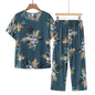 Korean Reviews Many Pajamas Set Summer Women 2 Piece Set Outfit Thin Grandma Pajama Sets Big Size Pajama Printing Home Wear