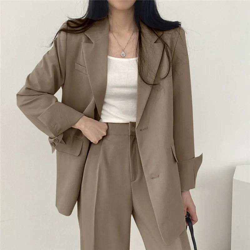 Fall Fashion Long Sleeve Blazer Mujer Pant Sets Blazers Women 2025 Casual Women's 2 Piece Outfit Set Suits Outwear